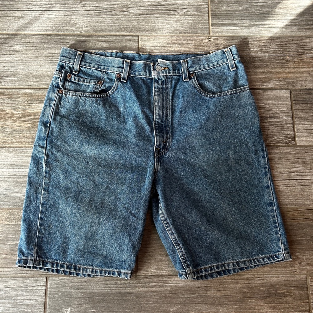 Levis 505 Regular Fit‎ Mens Denim Shorts 38 Medium Wash Blue Cotton Zip Fly